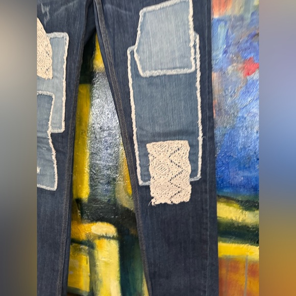 Free People Patch Crochet Lace Jeans size 27 - Picture 6 of 16